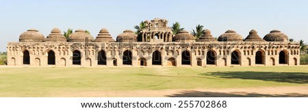 Ancient ruins of Elephant Stables at Royal Centre on Hampi, India