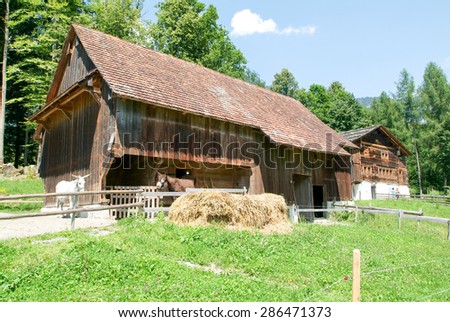 Old family house and farm in Ballenberg, a Swiss open-air museum in Brienz, Switzerland