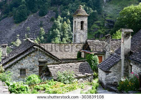 The rural village of Foroglio on Bavona valley, Switzerland