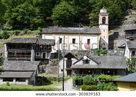 The rural village of Riveo on Maggia valley, Switzerland