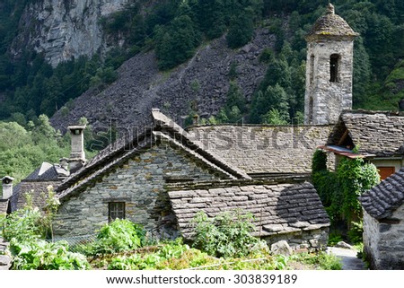 The rural village of Foroglio on Bavona valley, Switzerland