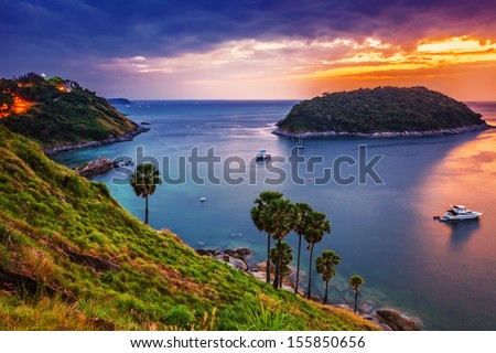 Tropical sea at beautiful sunset. Nature background