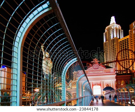 LAS VEGAS - MAY 1: Night lights of New York Hotel & Casino on May 1, 2007. Was opened on 01.03.1997. Project, which was first announced in 1994, was a joint venture of MGM Grand and Primadonna Resorts