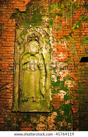 Traditional Thai a bas-relief of wall. It is photographed on Koh Chang island. Thailand