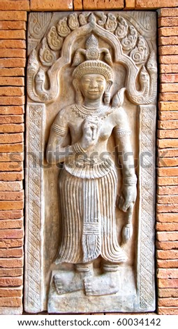 Traditional Thai a bas-relief of wall. It is photographed on Koh Chang island. Thailand