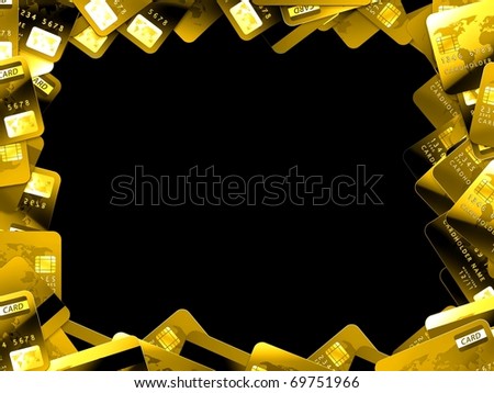 gold credit cards border and black background