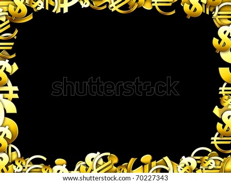 money gold concept illustartion border frame isolated on black