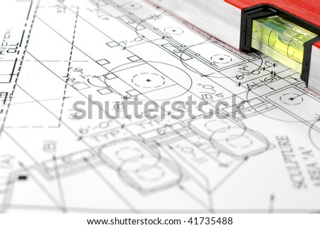 Home Architecture Design Software on Stock Photo House Plans With Folding Rule Home Architectural Plans