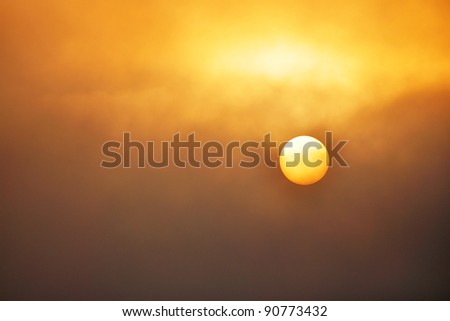 dawn , sunrise , aurora , mist , Sun in the mist  , Sun cover with the mist
