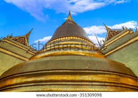 Golden Pagoda in Temple of the Emerald Buddha, Golden Temple in thailand