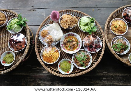 Kantoke, traditionally meal set was popular in North of Thailand, particularly Chiang Mai.