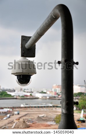 Security CCTV camera for monitors construction site area.