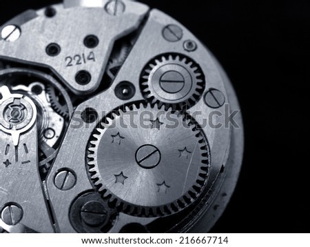 vintage watch machinery macro detail  mono