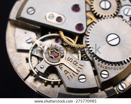 vintage watch machinery macro detail