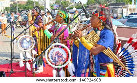 moscow russia june 1 american indian tribal play and sing in the moscow russia june 1 american indian tribal play and sing in the