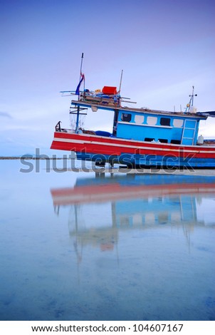 Thai fishing boat used as a vehicle for finding fish in the sea.