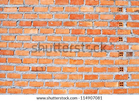 clay brick wall used for construction work