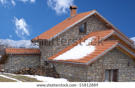 Stone house in mountain village