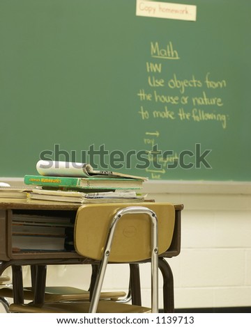 desk and chalk board