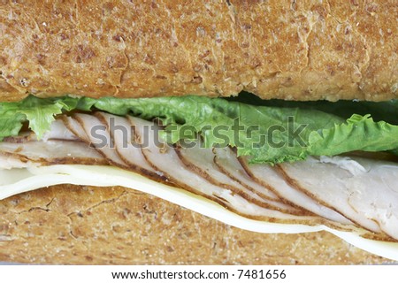 turkey and cheese sub sandwich close up