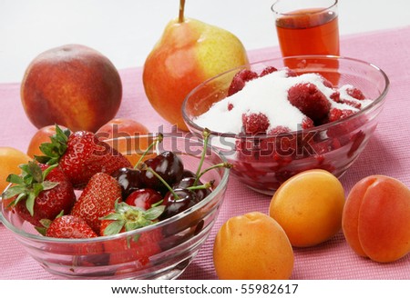 Delicious Fruit meal with natural squeezed juice