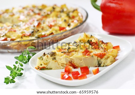 Delicious potato tortilla with vegetables