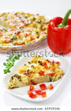 Delicious potato tortilla with vegetables