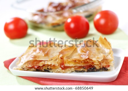 Delicious eggplant and tomato pie