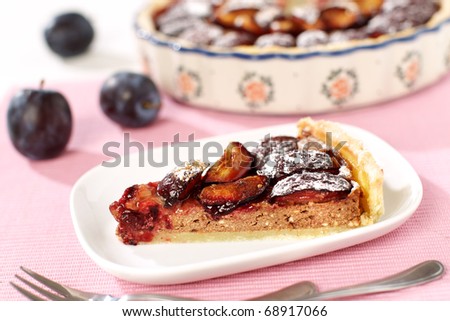 Delicious plum cake with organic plum