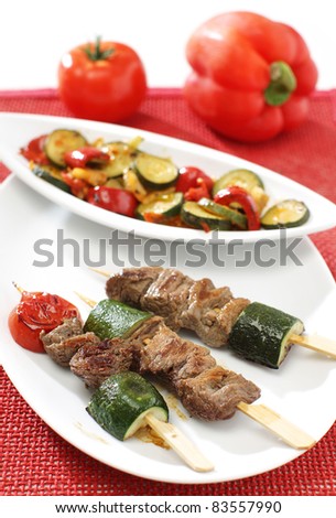 Delicious grilled horse meat on sticks
