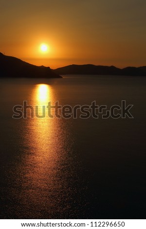 Rising sun at dawn over the hills of Koktebel, Crimea