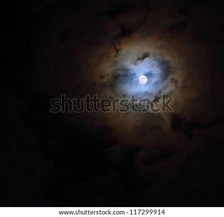 Cloudy moon sky in the shape of a heart