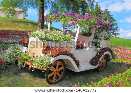 KIEV - MAY 26: Flower cars exhibition at Singing meadow on May 26, 2013 in Kiev, Ukraine.