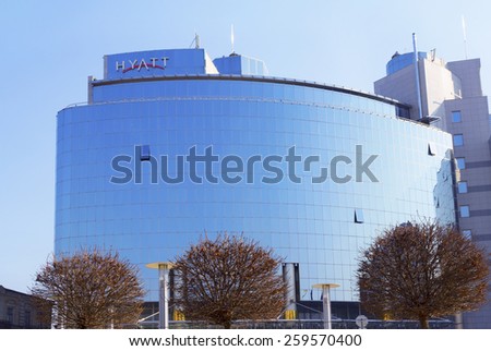 KIEV - MARCH 10: Luxurious Hotel Hyatt in the most visited part of the city. Only rich people usually stay here for the night. March 10, 2015 in Kiev, Ukraine