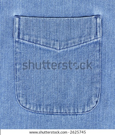 High resolution image of a denim shirt pocket