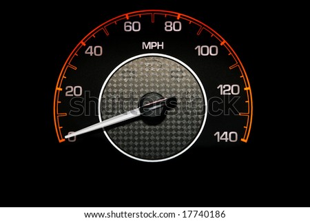 Automobile Speedometer on Black Background