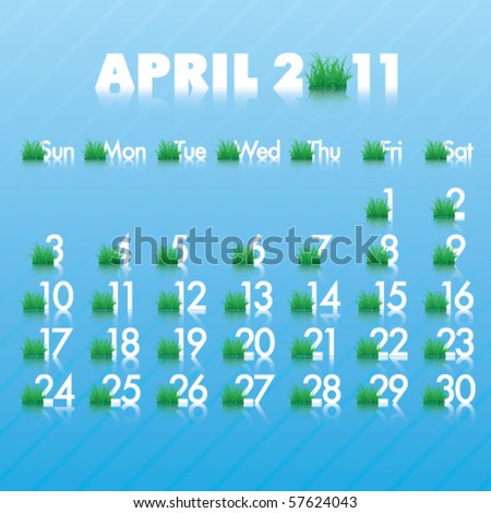 Monthly Calendars 2011 on April 2011 Monthly Calendar Stock Vector 57624043   Shutterstock