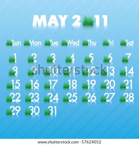 2011 Monthly Calendars on May 2011 Monthly Calendar Stock Vector 57624052   Shutterstock