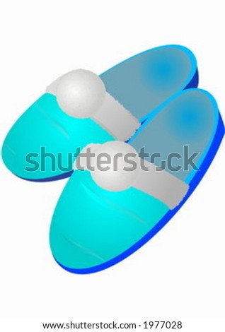 Slippers With Pumpon. Drawing. Stock Vector Illustration 1977028