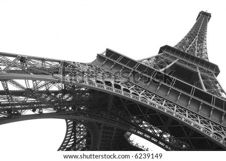 stock photo : Eiffel tower on clear background in black and white
