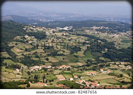 Beautiful panoramic view to the North of Portugal landscape from the hiking paths that goes through Corno do Bico