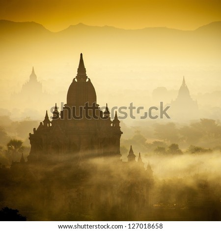 Sunrise over temples of Bagan in Myanmar Sunrise over temples of Bagan in Myanmar
