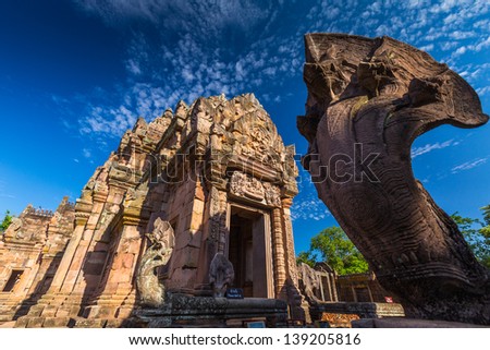 sand stone castle, phanomrung in Buriram province, Thailand. Religious buildings constructed by the ancient Khmer art.