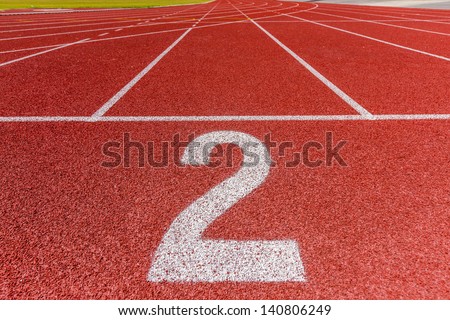 Number two on athletics all weather running track