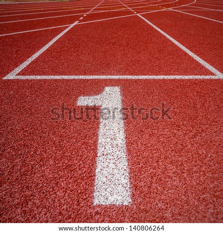 Number one on athletics all weather running track