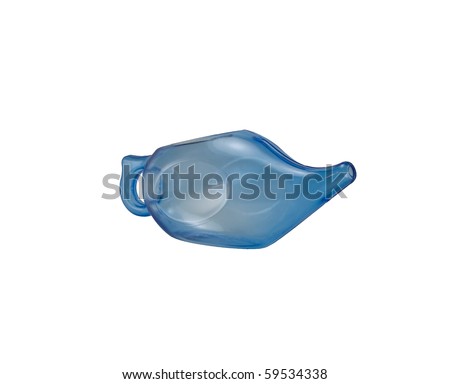 blue neti pot for sinus washing isolated on white background