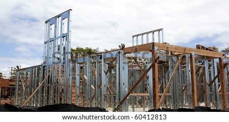 house under construction using steel frames