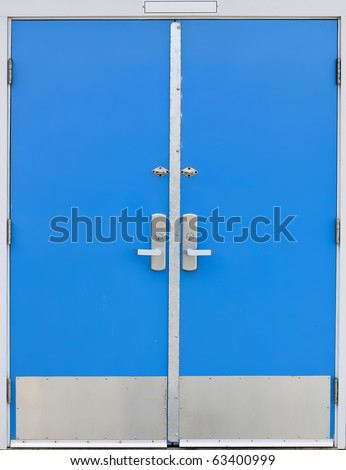 old style school door - blue isolated on a white background