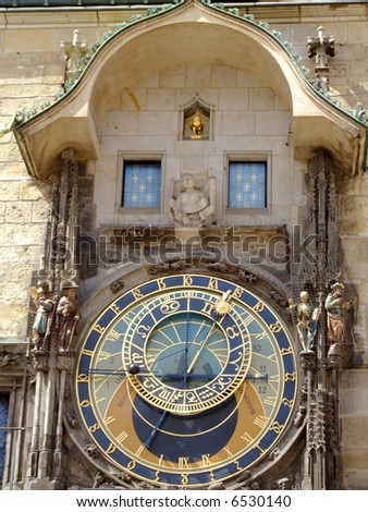 Detail of the astronomical clock of the town hall of the Old Town in Prague was established in 1338 after the agreement of King John of Luxemburg to set up a town council.