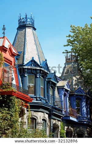 Colorful victorian houses in Montreal